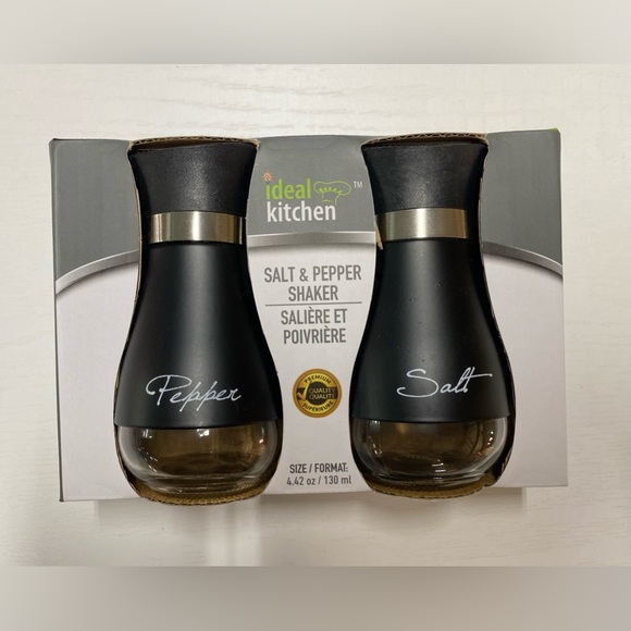 NIB Ideal Kitchen Black Stainless Steel Casing Bottom Salt and Pepper Shakers - Picture 2 of 3